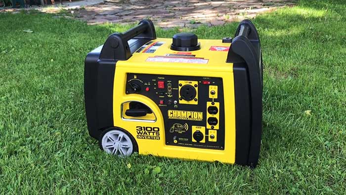 Champion 3100 watt inverter on green grass