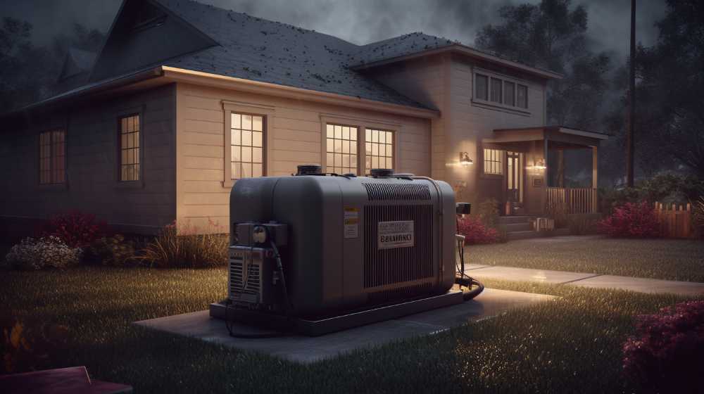 a home with a backup generator in front